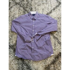 Charles Tyrwhitt Button Down Collar Non-Iron Stretch  Gingham Shirt Purple/White